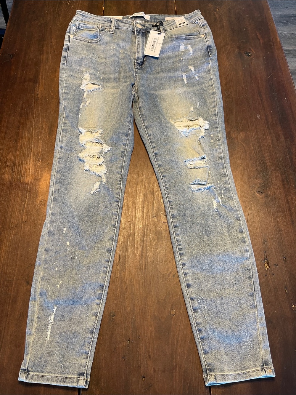 Judy Blue Distressed Mid Rise Skinny Denim Jeans Size 13/31